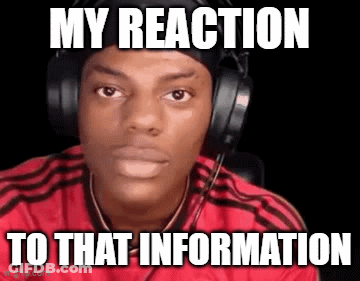 A Man Wearing Headphones And A Red Shirt Is Making A Funny Face And Saying `` My Reaction To That Information '' . GIF