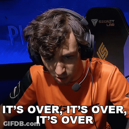 A Man Wearing Headphones And A Secret Lab Chair Says It 'S Over GIF