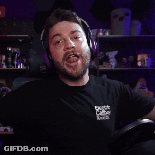 Man Wearing Headphones And Electric Callboy Shirt GIF