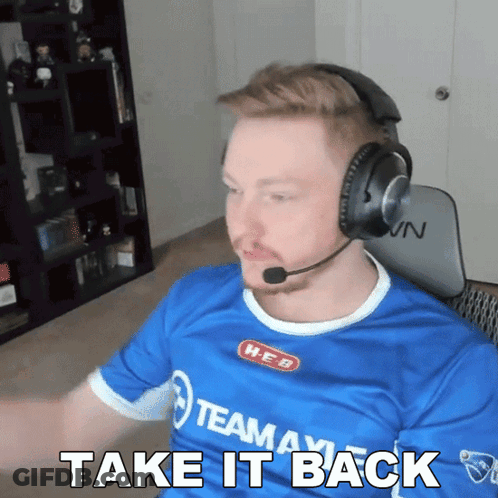A Man Wearing Headphones And A Shirt That Says H-E-B On It GIF