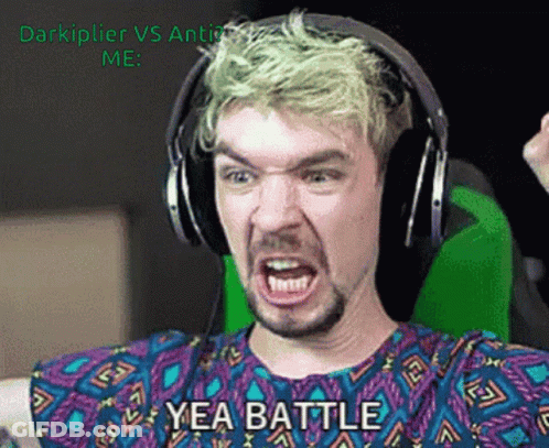 A Man Wearing Headphones And A Shirt That Says Yea Battle On It GIF