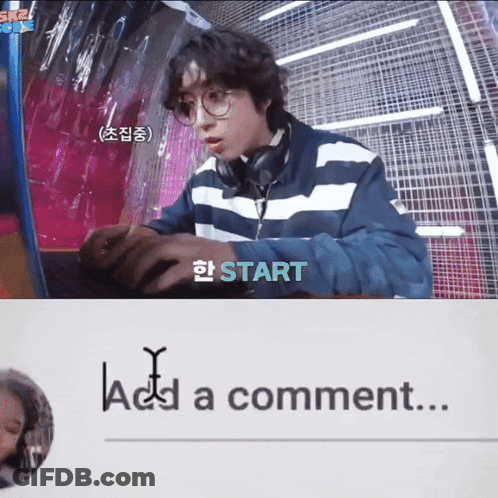 A Man Wearing Headphones And A Striped Jacket Says " Start " Next To A Picture Of A Man With Glasses GIF