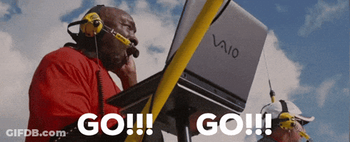 A Man Wearing Headphones And A Vaio Laptop Says Go !!! GIF
