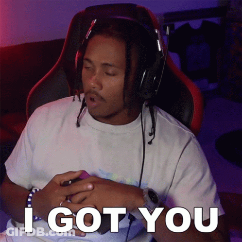 A Man Wearing Headphones And A White Shirt Says I Got You GIF