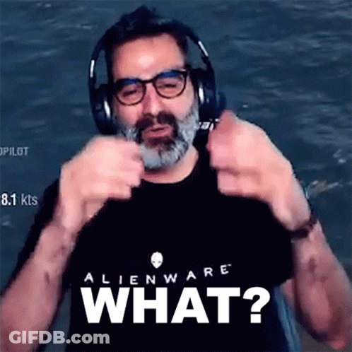 A Man Wearing Headphones And An Alienware T-Shirt Says What GIF