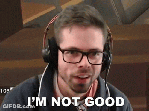 A Man Wearing Headphones And Glasses Is Making A Funny Face And Saying `` I 'M Not Good '' . GIF