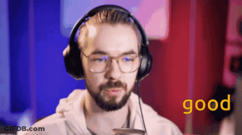 A Man Wearing Headphones And Glasses Says " Good " GIF