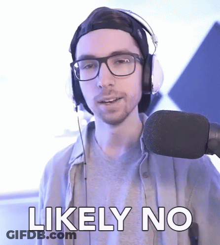 A Man Wearing Headphones And Glasses Says Likely No In Front Of A Microphone GIF