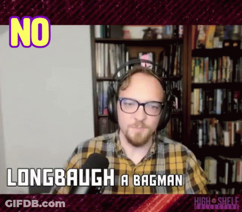 A Man Wearing Headphones And Glasses Says " No Longbaugh A Bagman " GIF