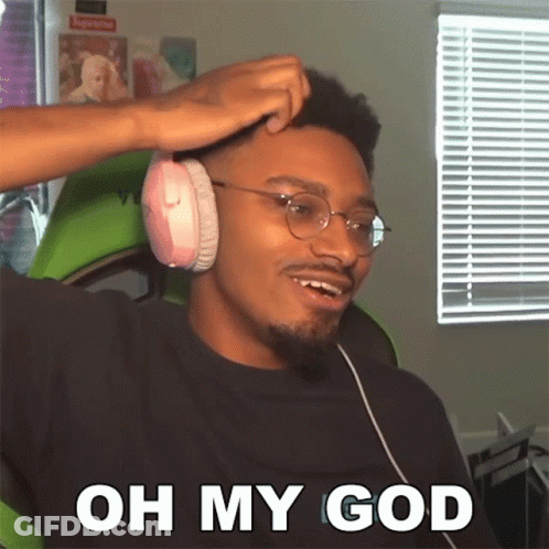 A Man Wearing Headphones And Glasses Says " Oh My God " GIF