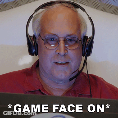 A Man Wearing Headphones And Glasses With The Words Game Face On GIF