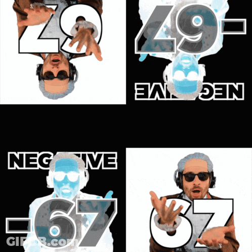 A Man Wearing Headphones And Sunglasses Has The Number 67 On His Shirt GIF