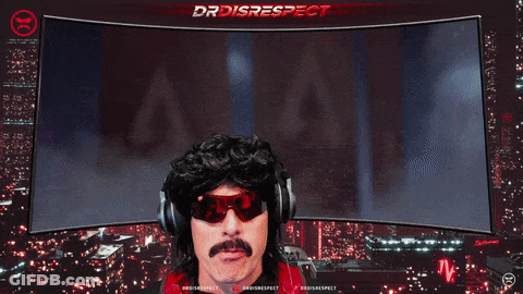 A Man Wearing Headphones And Sunglasses Is Standing In Front Of A Screen That Says Drdisrespect GIF