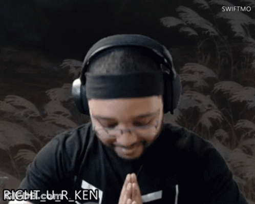 A Man Wearing Headphones Has The Name Right_u_r_ken Written On His Face GIF