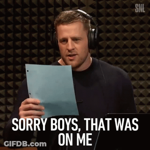 A Man Wearing Headphones Is Holding A Piece Of Paper And Saying Sorry Boys That Was On Me GIF