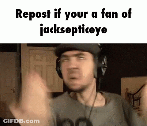 A Man Wearing Headphones Is Making A Funny Face And Giving The Middle Finger . GIF