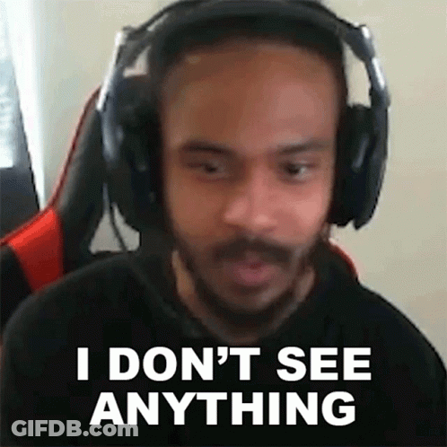 A Man Wearing Headphones Is Making A Funny Face And Saying `` I Don T See Anything '' . GIF