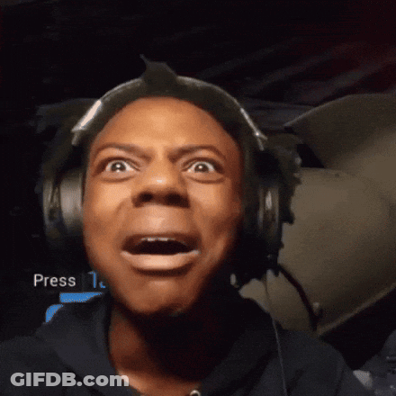 A Man Wearing Headphones Is Making A Funny Face In Front Of A Screen That Says Press GIF