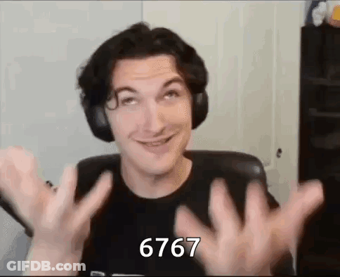 A Man Wearing Headphones Is Making A Funny Face While Sitting In A Chair With His Hands Outstretched . GIF