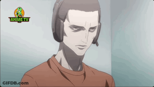 A Man Wearing Headphones Is On A Screen That Says Animetv GIF