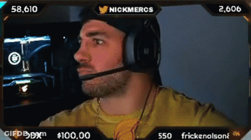 A Man Wearing Headphones Is On A Screen With The Name Nickmercs GIF