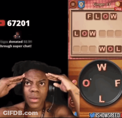 A Man Wearing Headphones Is Playing A Game With The Number 67201 GIF