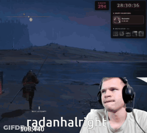 A Man Wearing Headphones Is Playing A Video Game And Says " Radanhalright " GIF