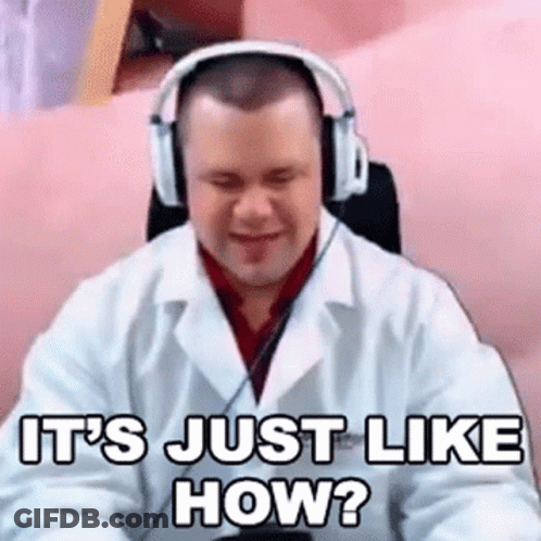 A Man Wearing Headphones Is Sitting In A Chair And Saying `` It 'S Just Like How '' . GIF