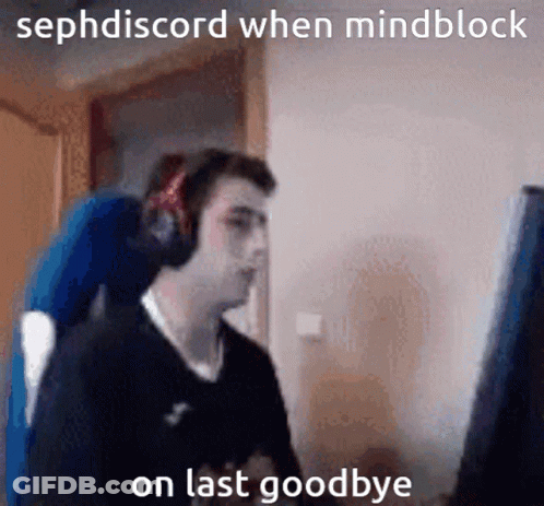 A Man Wearing Headphones Is Sitting In Front Of A Computer Screen With The Caption Sephdiscord When Mindblock On Last Go GIF