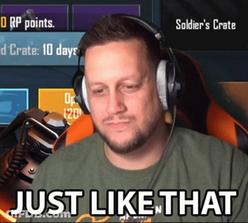 A Man Wearing Headphones Is Sitting In Front Of A Screen That Says Soldier 'S Crate GIF