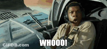 A Man Wearing Headphones Is Sitting In The Cockpit Of A Space Ship With The Words Whooo ! Above Him . GIF