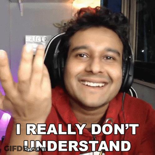 A Man Wearing Headphones Is Smiling And Says I Really Don 'T Understand GIF