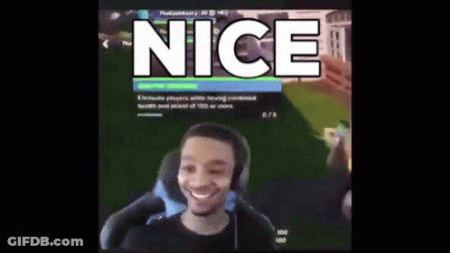 A Man Wearing Headphones Is Smiling In Front Of A Screen That Says Nice On It GIF
