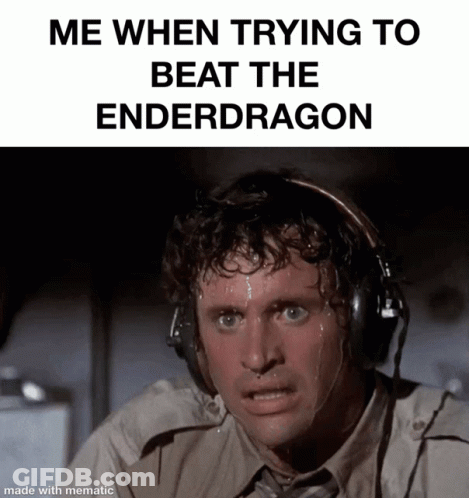 A Man Wearing Headphones Is Sweating With The Caption Me When Trying To Beat The Enderdragon GIF