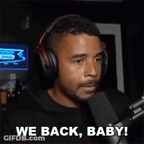Man With Headphones Saying We Back Baby GIF
