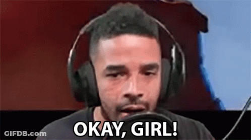 A Man Wearing Headphones Is Talking Into A Microphone And Says `` Okay , Girl ! '' GIF
