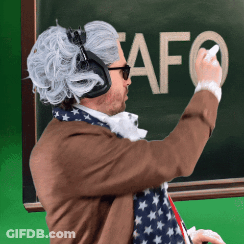A Man Wearing Headphones Is Writing The Word Afo On A Green Board GIF