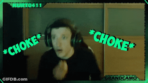 A Man Wearing Headphones Says Choke In Green GIF