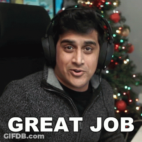 A Man Wearing Headphones Says Great Job GIF