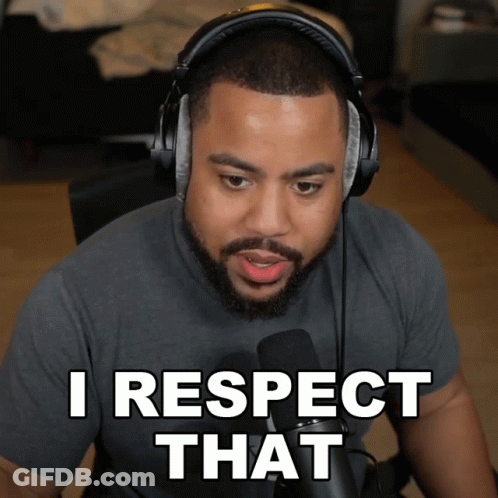 A Man Wearing Headphones Says I Respect That In Front Of A Microphone GIF