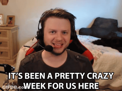 A Man Wearing Headphones Says It 'S Been A Crazy Week For Us Here GIF