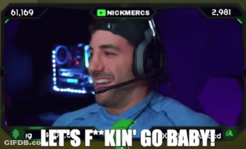 A Man Wearing Headphones Says Let 'S F ** Kin ' Go Baby ! GIF