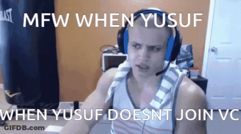 A Man Wearing Headphones Says Mfw When Yusuf When Yusuf Doesn T Join Vc GIF