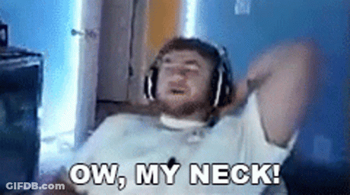 A Man Wearing Headphones Says Ow , My Neck GIF