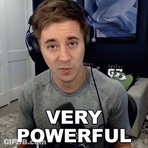 A Man Wearing Headphones Says Very Powerful In Front Of A Microphone GIF