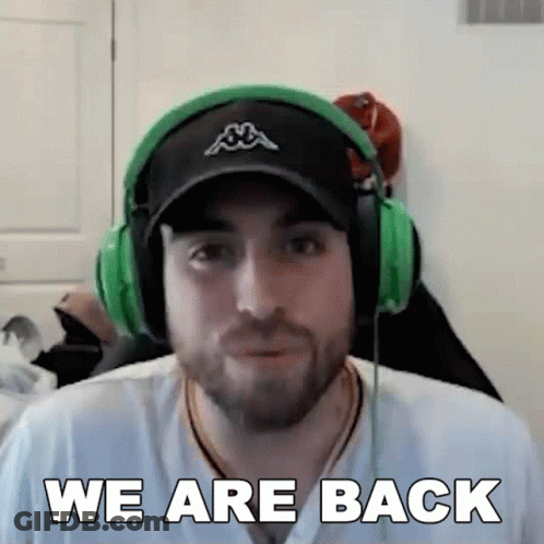 A Man Wearing Headphones Says We Are Back GIF