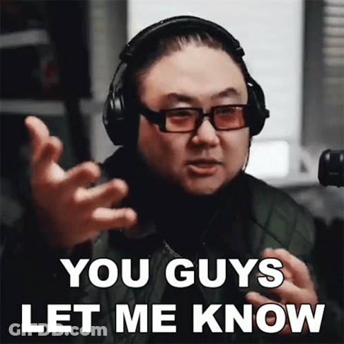 A Man Wearing Headphones Says You Guys Let Me Know GIF