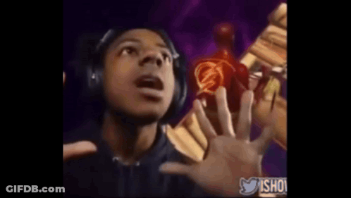 A Man Wearing Headphones With A Flash On His Back Behind Him And The Words Ohio Sorry GIF