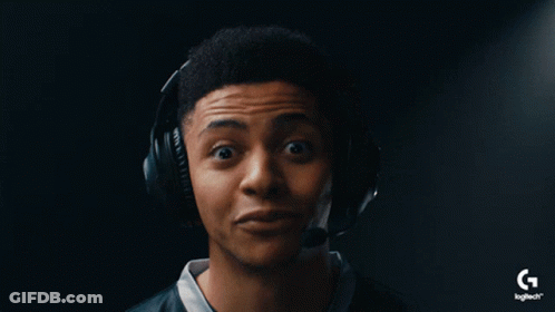 A Man Wearing Headphones With A Logitech Logo On The Bottom GIF