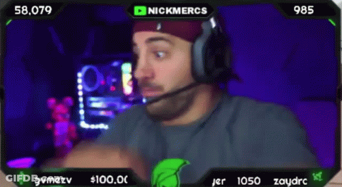 A Man Wearing Headphones With Nickmercs Written On The Top GIF